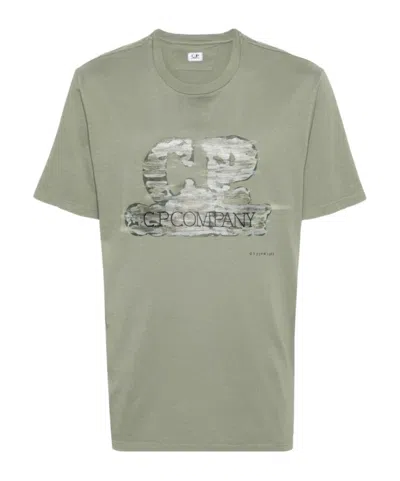 C.p. Company Logo-printed Cotton T-shirt In Gray