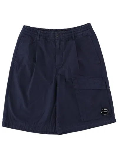 C.p. Company Dark Navy Boxy Multi-pocket Cotton Shorts In Black