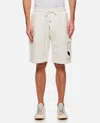 C.p. Company Cargo Shorts In Lightweight Brushed Cotton Fleece In Gauze White