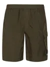 C.p. Company Relaxed Fit Cargo Shorts With Distinctive Lens Detail In Green