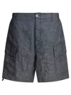 C.p. Company Chambray Cargo Shorts With Adjustable Waist In Gray