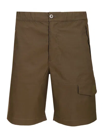 C.p. Company Shorts In Technical Fabric Trousers Green In Brown