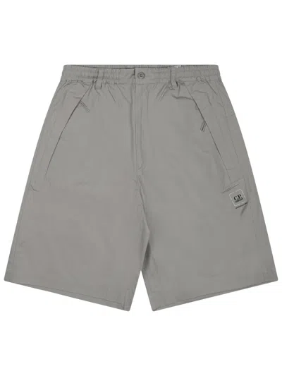 C.p. Company Metropolis Elastic Waistband Cotton Shorts In Gray