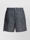C.p. Company Chambray Cargo Shorts With Adjustable Waist In Gray