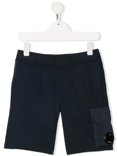 C.p. Company Kids' Side Flap-pocket Cotton Trousers In Blue