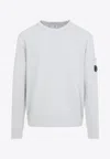 C.p. Company Signature Lens Crewneck Sweatshirt In White
