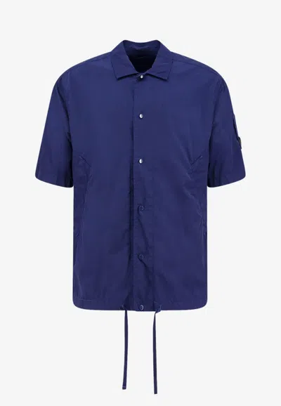 C.p. Company Signature Lens Drawstring Shirt In Blue