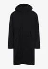 C.p. Company Signature Lens Padded Long Parka In Black