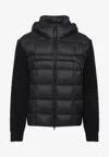 C.p. Company Black Wool Knit Jacket With Padded Hood In Black