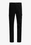 C.p. Company Signature Lens Straight-leg Cargo Pants In Black
