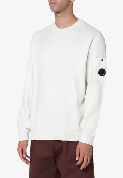 C.p. Company Signature Lens Sweater In White