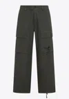 C.p. Company Wide Leg Cargo Pants With Concealed Fastening In Gray
