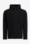 C.p. Company Signature Lens Zip-up Cardigan With Hood In Black