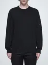 C.p. Company Crewneck Sweatshirt In Cotton Diagonal Raised Fleece Lens In Black