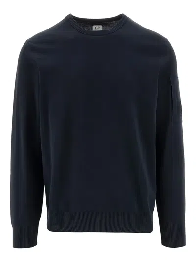 C.p. Company Sleeve-pocket Crew-neck Sweater In Blue