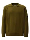C.p. Company Cappero Crewneck Sweatshirt With Iconic Lens Detail In Green