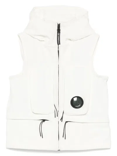 C.p. Company Kids' Sleeveless Hooded Jacket In White