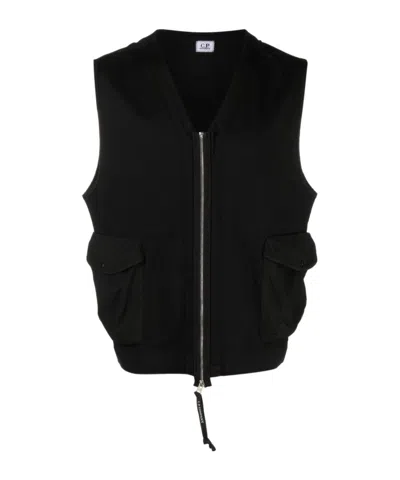 C.p. Company Sleeveless Zipped Vest In Black