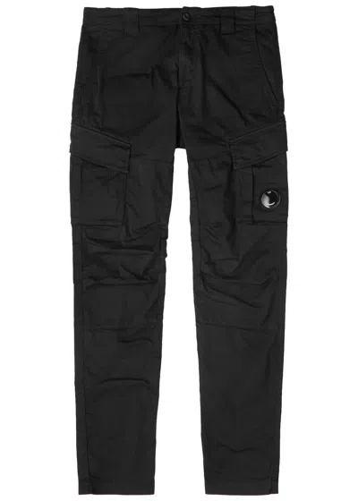 C.p. Company Slim-leg Stretch-cotton Cargo Trousers In Black
