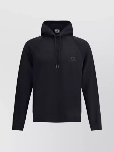 C.p. Company Soft Cotton Hoodie With Logo And Raglan Sleeves