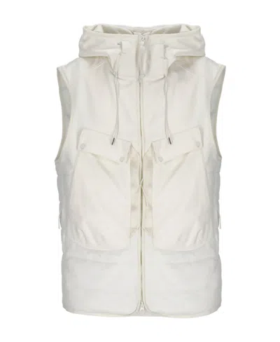 C.p. Company Stand-up Collar Hooded Gilet In White