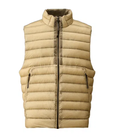C.p. Company Stand-up Collar Quilted Vest In Brown