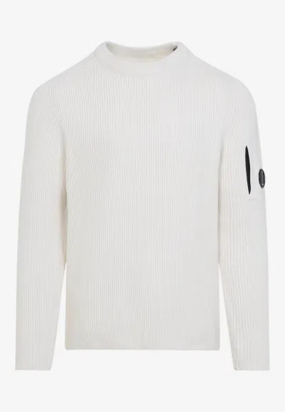C.p. Company Steen Lens Knitted Sweater In White