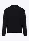 C.p. Company Brushed Cotton Sweatshirt With Lens Detail In Black