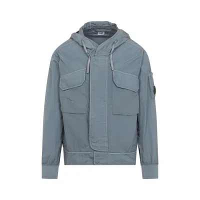 C.p. Company Stormy Weather Grey Chrome-r Lens Hooded Jacket In Blue