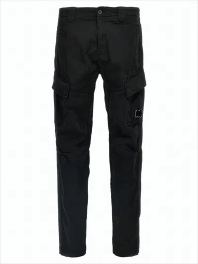 C.P. COMPANY STRAIGHT BLACK PANTS WITH CARGO POCKETS