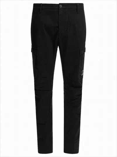C.p. Company Straight Fit Cargo Pants With Button And Zip Closure In Black