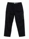 C.p. Company Navy Blue Trousers With Concealed Fly And Flap Pockets In Black