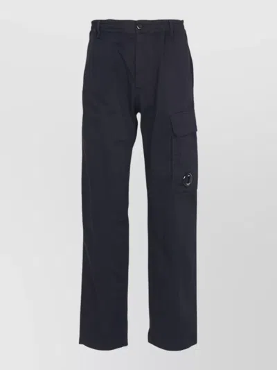 C.p. Company Straight Leg Trousers Belt Loops Cargo Pockets In Blue
