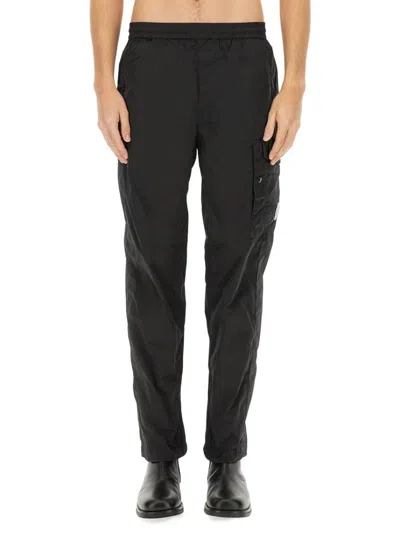 C.p. Company Streamlined Cargo Pants With Elastic Waistband In Black