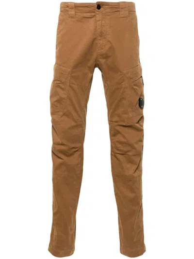 C.p. Company Strech Sateen Ergonomic Lens Trousers In Brown