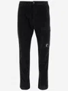 C.p. Company Stretch Cotton Velveteen Pants With Belt Loops In Black