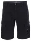 C.p. Company Cp Company Stretch Cotton Satin Cargo Shorts In Black