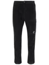 C.p. Company Stretch Cotton Velveteen Pants With Belt Loops In Black