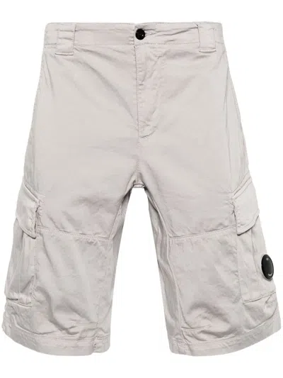 C.p. Company Stretch Sateen Cargo Shorts In Beige