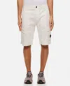 C.p. Company Cp Company Stretch Sateen Cargo Shorts In White