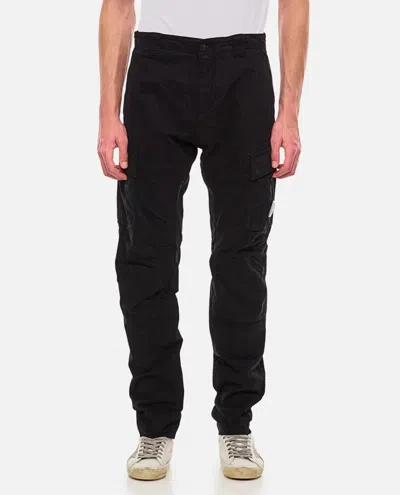C.p. Company Stretch Sateen Ergonomic Lens Double Cargo Pants In Black