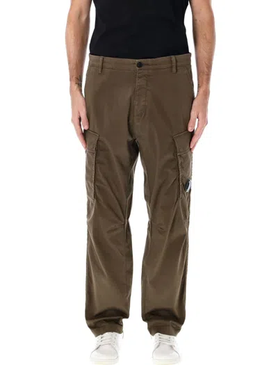 C.p. Company Stretch Sateen Loose Cargo Pants In Ivy Green