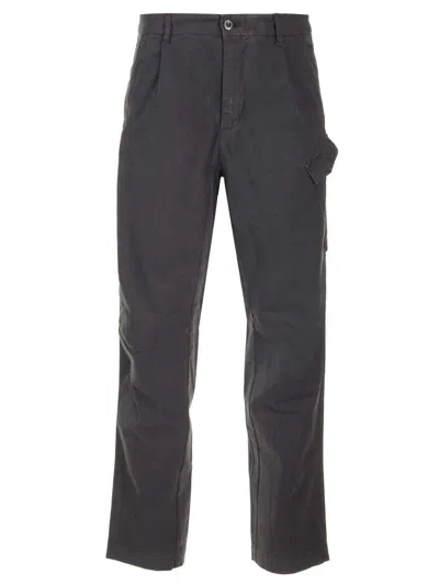 C.p. Company Stretch Sateen Loose Chino Pants Trousers Black In Dark Gray
