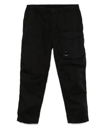 C.p. Company Stretch Sateen Regular Cargo Pants In Black