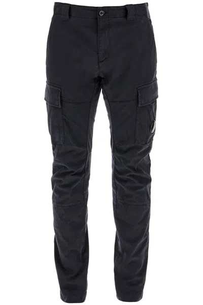 C.p. Company Stretch Satin Cargo Pants In In Black