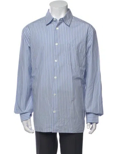 Pre-owned C.p. Company Striped Long Sleeve Dress Shirt In Blue