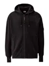C.p. Company Full Zip Sweatshirt In Diagonal Raised Fleece With Iconic Logo In Multi
