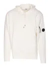 C.p. Company Logo Hoodie Lens In White