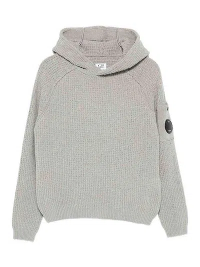 C.p. Company Kids' Cotton Hoodie With Applique In Gray