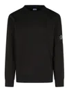 C.p. Company Long-sleeve Crewneck Sweatshirt With Zippered Pocket And Circular Logo Patch In Black